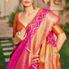 Radiant Dark Pink Patola Silk Saree with Glowing Blouse Piece