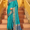 Mesmerising Firozi Patola Silk Saree with Precious Blouse Piece
