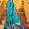 Mesmerising Firozi Patola Silk Saree with Precious Blouse Piece