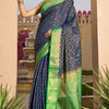 Classy Navy Blue Patola Silk Saree with Marvellous Blouse Piece