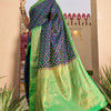 Classy Navy Blue Patola Silk Saree with Marvellous Blouse Piece
