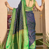 Classy Navy Blue Patola Silk Saree with Marvellous Blouse Piece