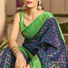 Classy Navy Blue Patola Silk Saree with Marvellous Blouse Piece
