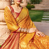 Unique Orange Patola Silk Saree with Appealing Blouse Piece
