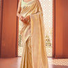 Extraordinary Beige Kanjivaram Silk Saree With Girlish Blouse Piece