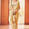 Extraordinary Beige Kanjivaram Silk Saree With Girlish Blouse Piece