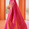 Blissful Dark Pink Kanjivaram Silk Saree With Fancifull Blouse Piece