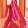 Blissful Dark Pink Kanjivaram Silk Saree With Fancifull Blouse Piece