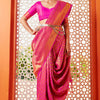 Blissful Dark Pink Kanjivaram Silk Saree With Fancifull Blouse Piece
