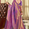 Enticing Purple Kanjivaram Silk Saree With Beleaguer Blouse Piece