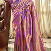 Enticing Purple Kanjivaram Silk Saree With Beleaguer Blouse Piece
