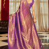 Enticing Purple Kanjivaram Silk Saree With Beleaguer Blouse Piece