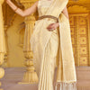 Skinny Beige Kanjivaram Silk Saree With Beautiful  Blouse Piece