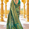 Sumptuous Rama Kanjivaram Silk Saree With Splendorous Blouse Piece