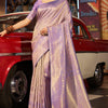 Mesmeric Lavender Kanjivaram Silk Saree With Breathtaking Blouse Piece