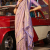 Mesmeric Lavender Kanjivaram Silk Saree With Breathtaking Blouse Piece