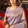 Mesmeric Lavender Kanjivaram Silk Saree With Breathtaking Blouse Piece