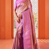 Glowing Pink Kanjivaram Silk Saree With Alluring Blouse Piece