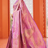 Glowing Pink Kanjivaram Silk Saree With Alluring Blouse Piece