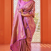 Glowing Pink Kanjivaram Silk Saree With Alluring Blouse Piece