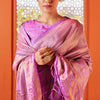 Glowing Pink Kanjivaram Silk Saree With Alluring Blouse Piece