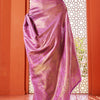 Glowing Pink Kanjivaram Silk Saree With Alluring Blouse Piece