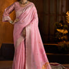 Delightful Baby Pink Cotton Silk Saree With Groovy Blouse Piece