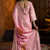 Delightful Baby Pink Cotton Silk Saree With Groovy Blouse Piece