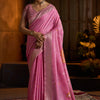 Zephyr Dark Pink Cotton Silk Saree With Pleasurable Blouse Piece