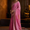 Zephyr Dark Pink Cotton Silk Saree With Pleasurable Blouse Piece