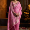 Zephyr Dark Pink Cotton Silk Saree With Pleasurable Blouse Piece