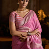 Zephyr Dark Pink Cotton Silk Saree With Pleasurable Blouse Piece