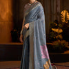 Captivating Grey Cotton Silk Saree With Sempiternal Blouse Piece