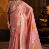 Enticing Peach Cotton Silk Saree With Chatoyant Blouse Piece