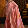 Enticing Peach Cotton Silk Saree With Chatoyant Blouse Piece