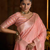 Enticing Peach Cotton Silk Saree With Chatoyant Blouse Piece