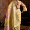 Entrancing Yellow Cotton Silk Saree With Gratifying Blouse Piece