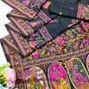 Confounding Black Nylon Dola Pashmina Saree With Scintillating Blouse Piece