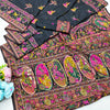 Confounding Black Nylon Dola Pashmina Saree With Scintillating Blouse Piece