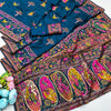 Flattering Blue Nylon Dola Pashmina Saree With Effulgent Blouse Piece