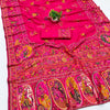 Snazzy Dark Pink Nylon Dola Pashmina Saree With Energetic Blouse Piece