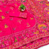 Snazzy Dark Pink Nylon Dola Pashmina Saree With Energetic Blouse Piece
