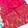 Snazzy Dark Pink Nylon Dola Pashmina Saree With Energetic Blouse Piece
