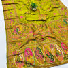Proficient Mehandi Nylon Dola Pashmina Saree With Rhapsody Blouse Piece