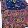 Scrumptious Navy Blue Nylon Dola Pashmina Saree With Felicitous Blouse Piece