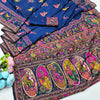 Scrumptious Navy Blue Nylon Dola Pashmina Saree With Felicitous Blouse Piece