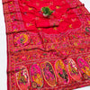 Gratifying Red Nylon Dola Pashmina Saree With Dalliance Blouse Piece