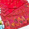 Gratifying Red Nylon Dola Pashmina Saree With Dalliance Blouse Piece