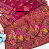 Smashing Wine Nylon Dola Pashmina Saree With Embellished Blouse Piece