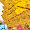 Artistic Yellow Nylon Dola Pashmina Saree With Lagniappe Blouse Piece